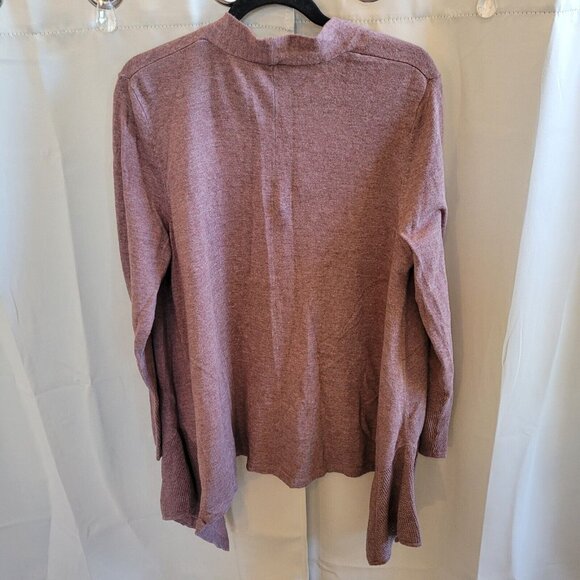 LOgo Lori Goldstein Womens Cardigan Large Purple 100% Cotton Open Front 16462 - Picture 2 of 6